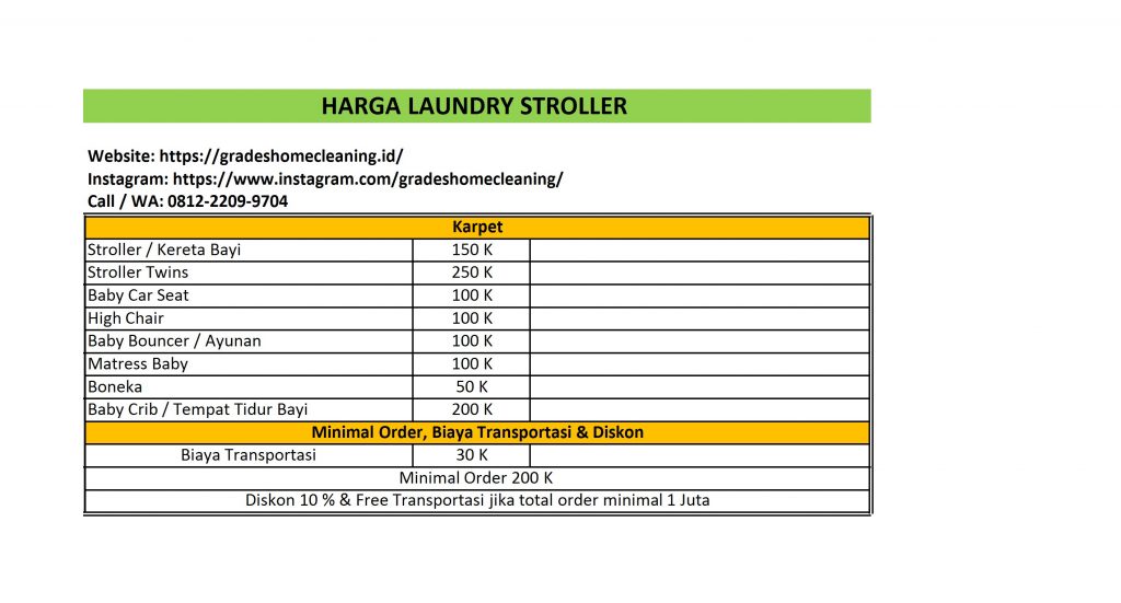 biaya laundry stroller di karawang