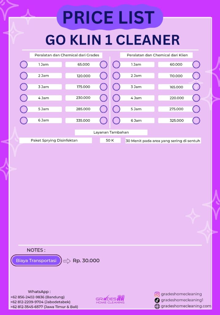 biaya paket goklin 1 cleaner
