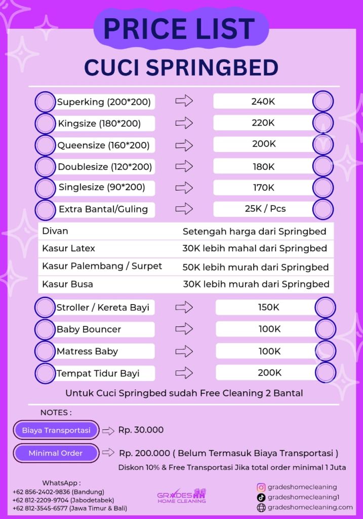 biaya jasa cuci springbed